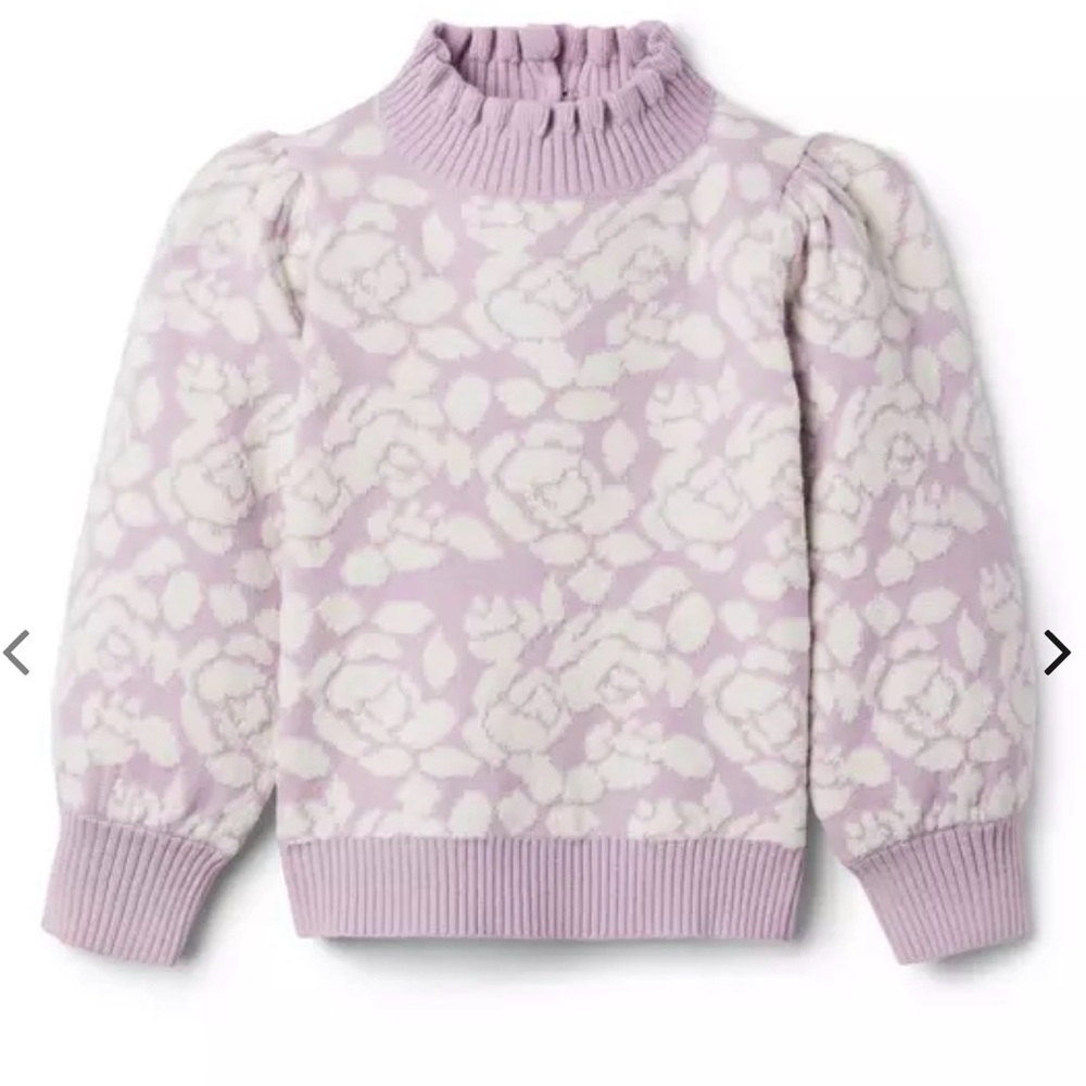 Janie and Jack Floral Boucle Ruffle Collar Sweater Size 10